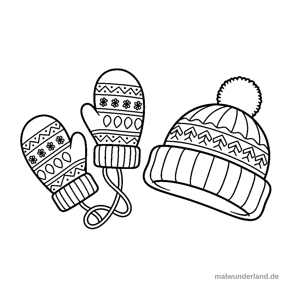 Warme Handschuhe - Kostenloses Ausmalbild zum Ausdrucken