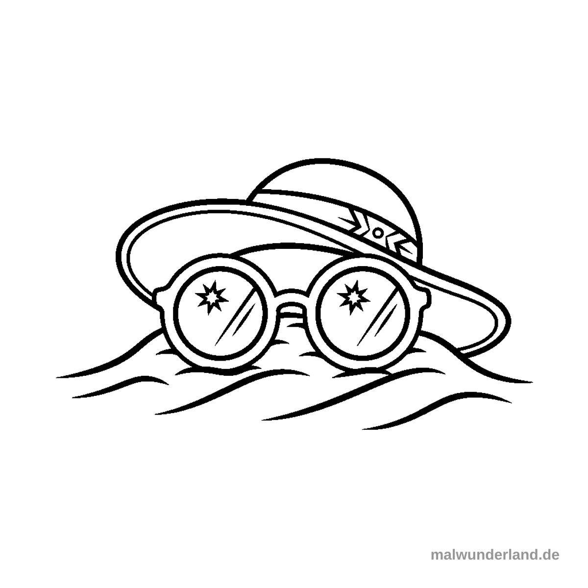 Sonnenbrille und Hut - Kostenloses Ausmalbild zum Ausdrucken
