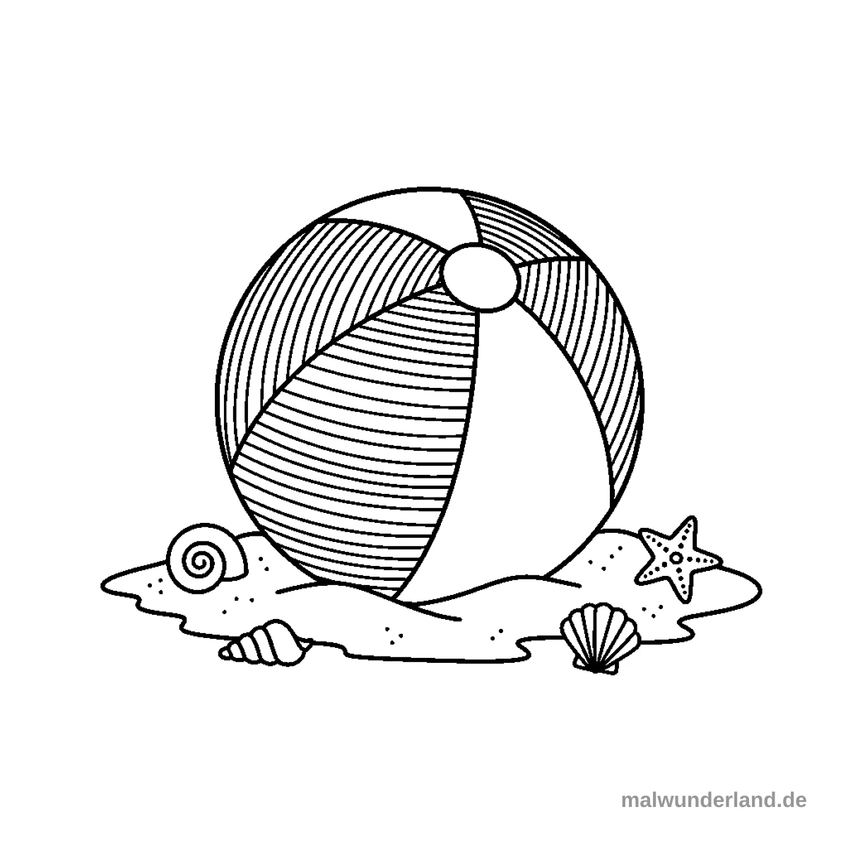 Strandball - Kostenloses Ausmalbild zum Ausdrucken
