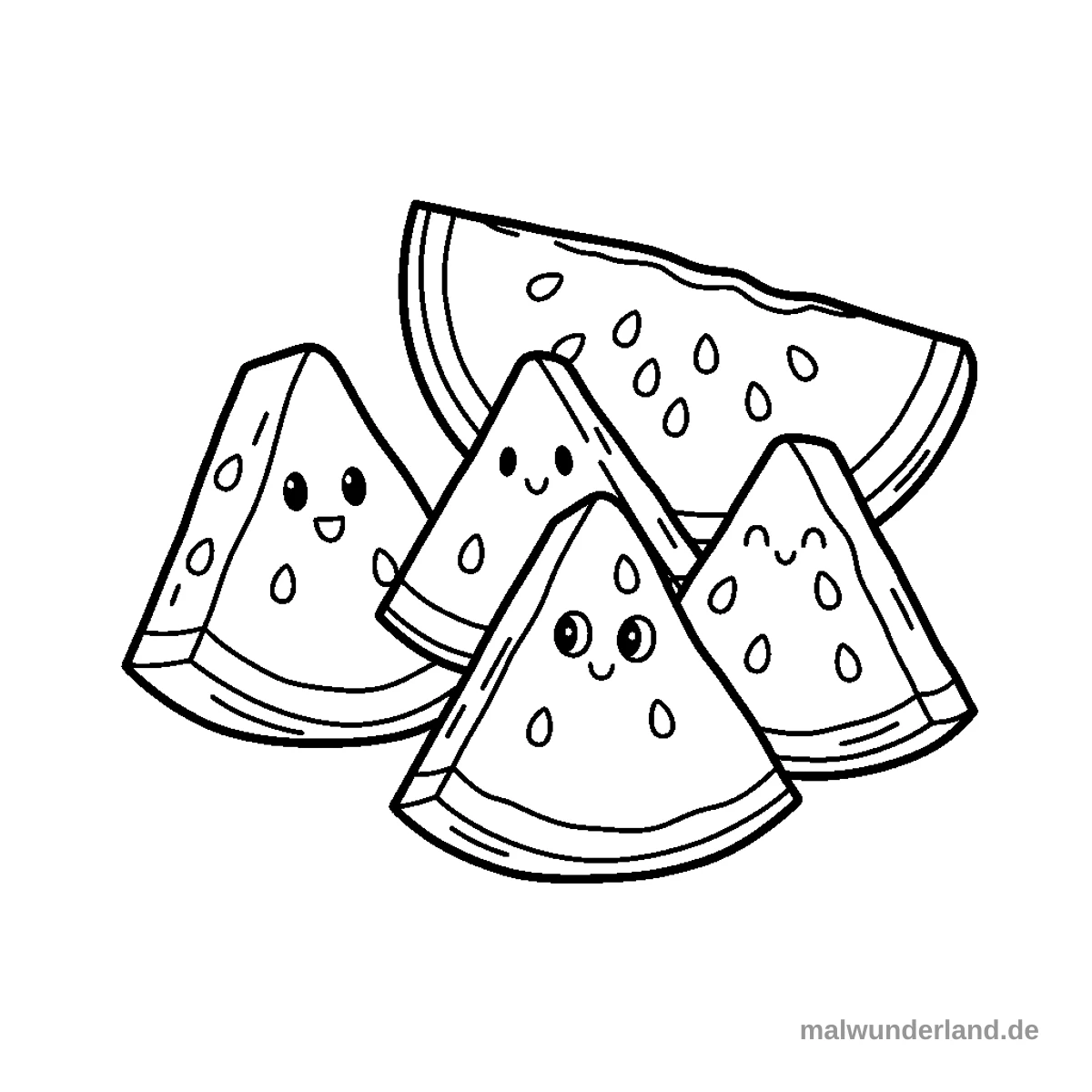 Wassermelone Stücke - Kostenloses Ausmalbild zum Ausdrucken