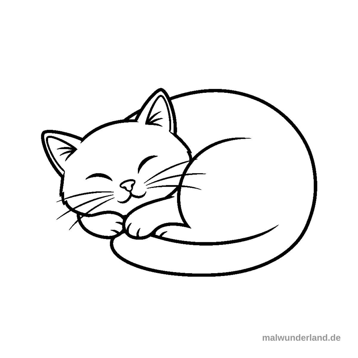 Schlafende Katze - Kostenloses Ausmalbild zum Ausdrucken