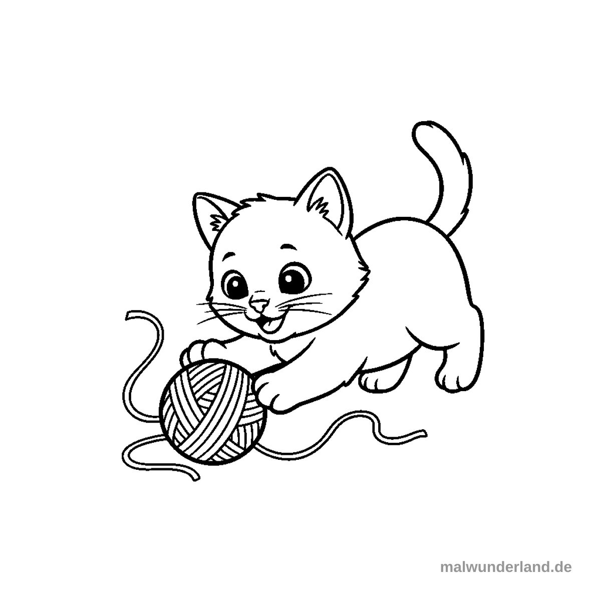Spielendes Kätzchen - Kostenloses Ausmalbild zum Ausdrucken