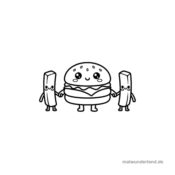 Kawaii Burger mit Pommes-Freunden