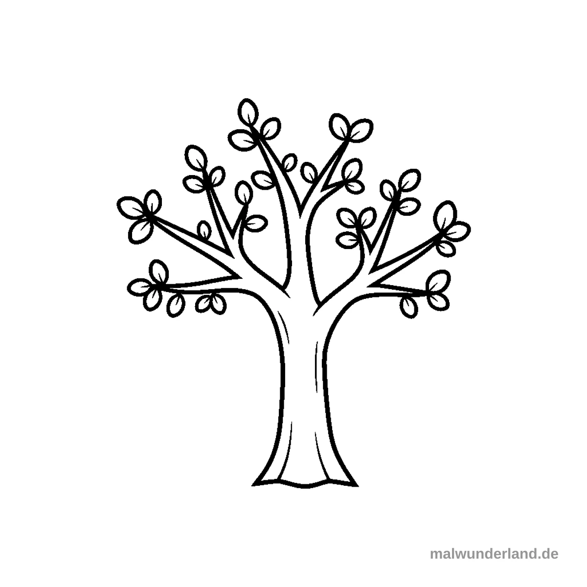 Baum mit frischen Blättern - Kostenloses Ausmalbild zum Ausdrucken