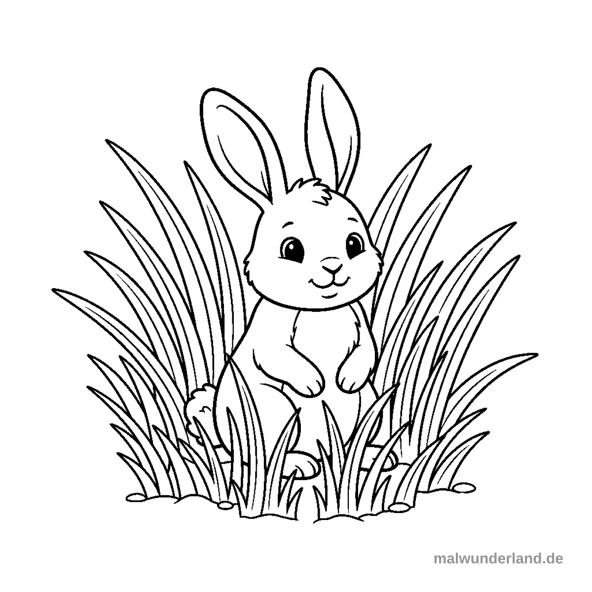 Hase im Gras - Kostenloses Ausmalbild zum Ausdrucken