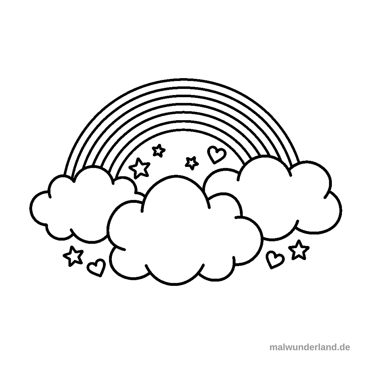 Regenbogen und Wolken - Kostenloses Ausmalbild zum Ausdrucken