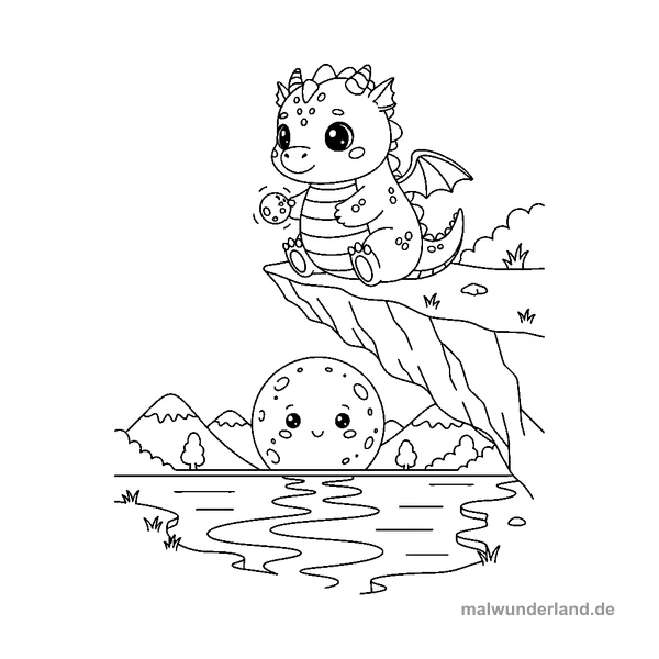 Magische Drachen: Drache im Mondschein