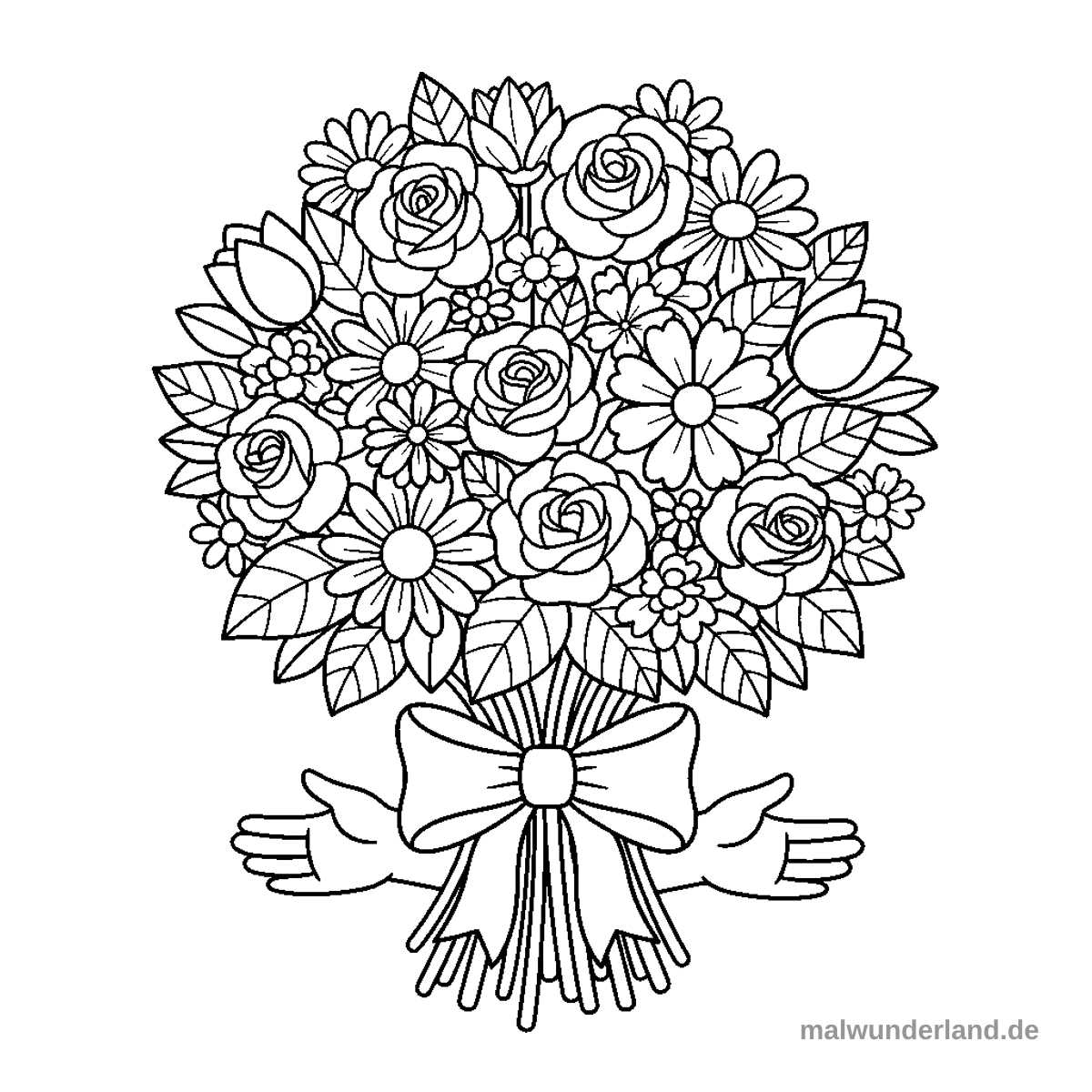 Blumenstrauß für Mama - Kostenloses Ausmalbild zum Ausdrucken