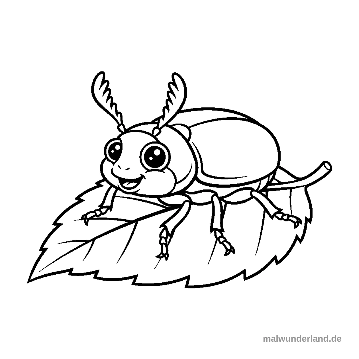 Maikäfer auf Blatt - Kostenloses Ausmalbild zum Ausdrucken