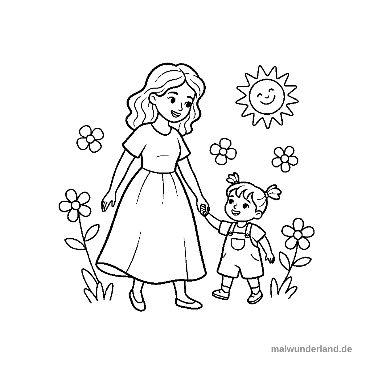 Mutter und Kind - Kostenloses Ausmalbild zum Ausdrucken