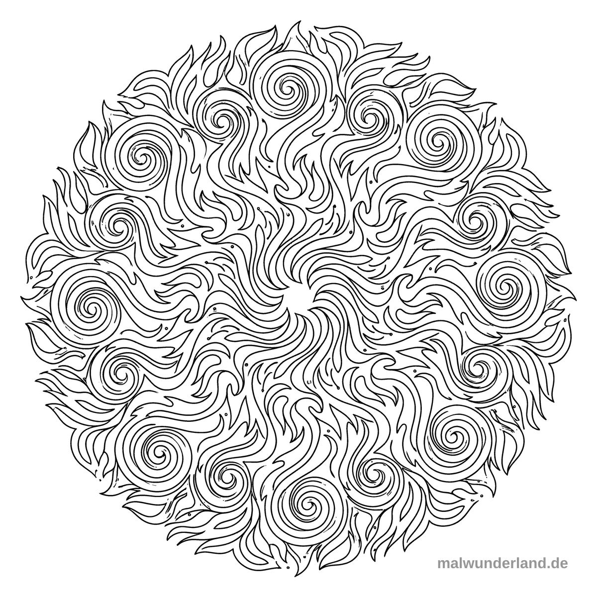 Feuer-Mandala - Kostenloses Ausmalbild zum Ausdrucken
