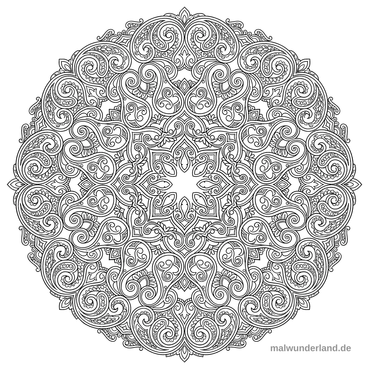 Paisley-Mandala - Kostenloses Ausmalbild zum Ausdrucken