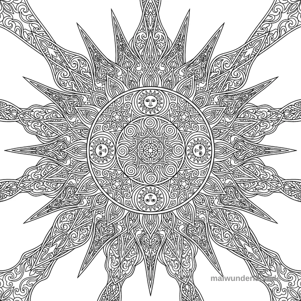 Sonnen-Mandala - Kostenloses Ausmalbild zum Ausdrucken