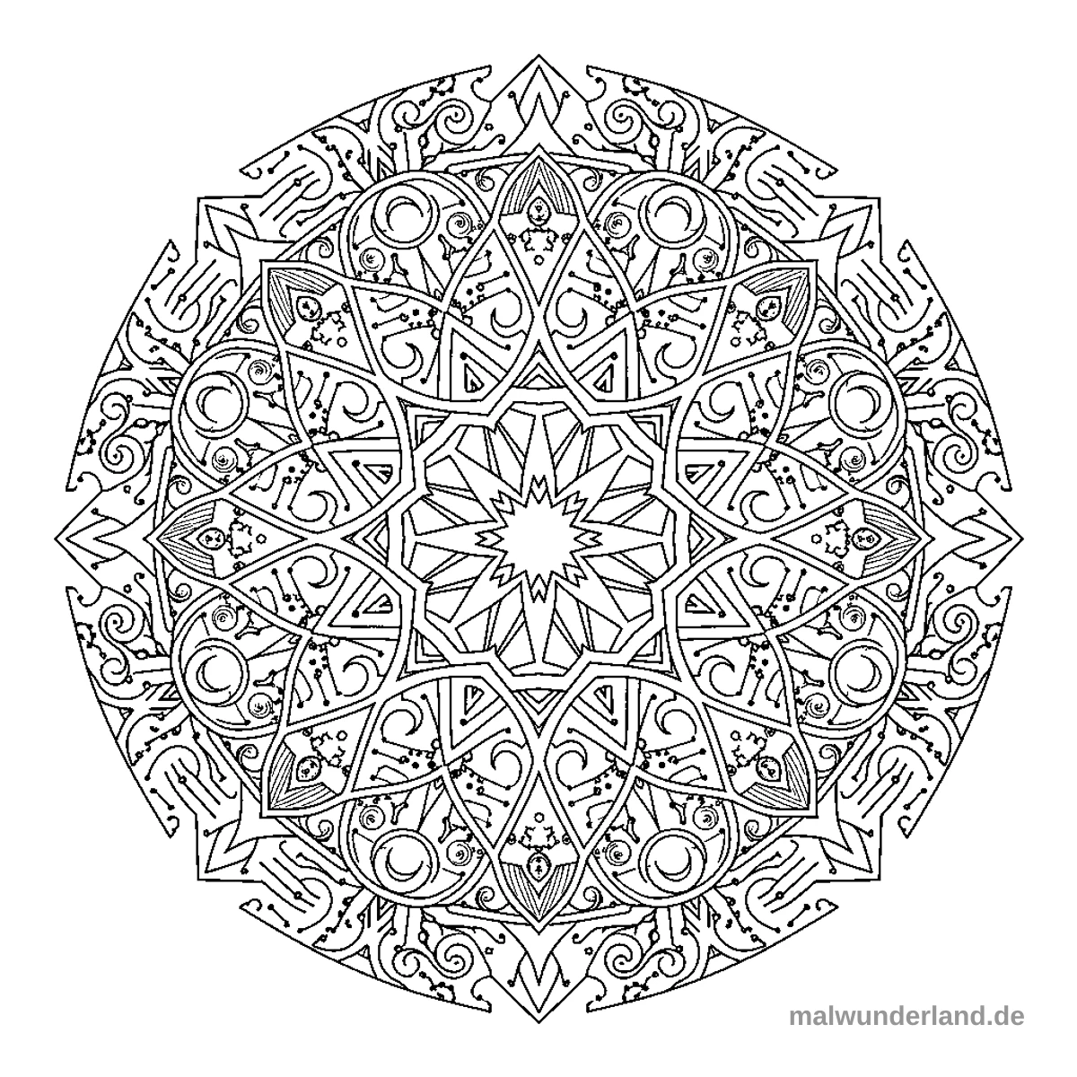 Stern-Mandala - Kostenloses Ausmalbild zum Ausdrucken
