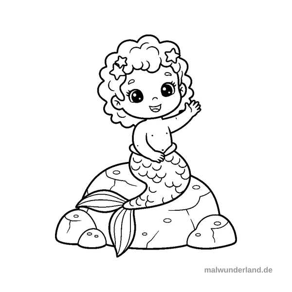 Kleine Meerjungfrau - Kostenloses Ausmalbild zum Ausdrucken
