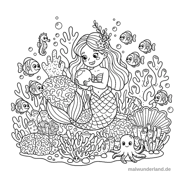 Korallenriff-Szene - Kostenloses Ausmalbild zum Ausdrucken