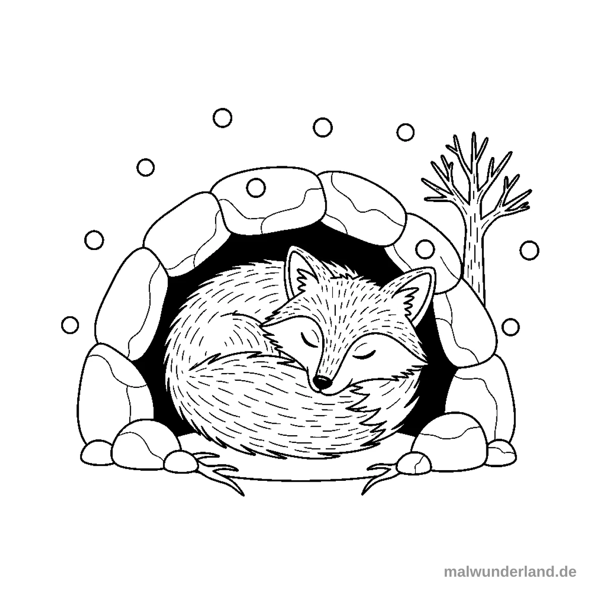 Fuchs im Bau - Kostenloses Ausmalbild zum Ausdrucken