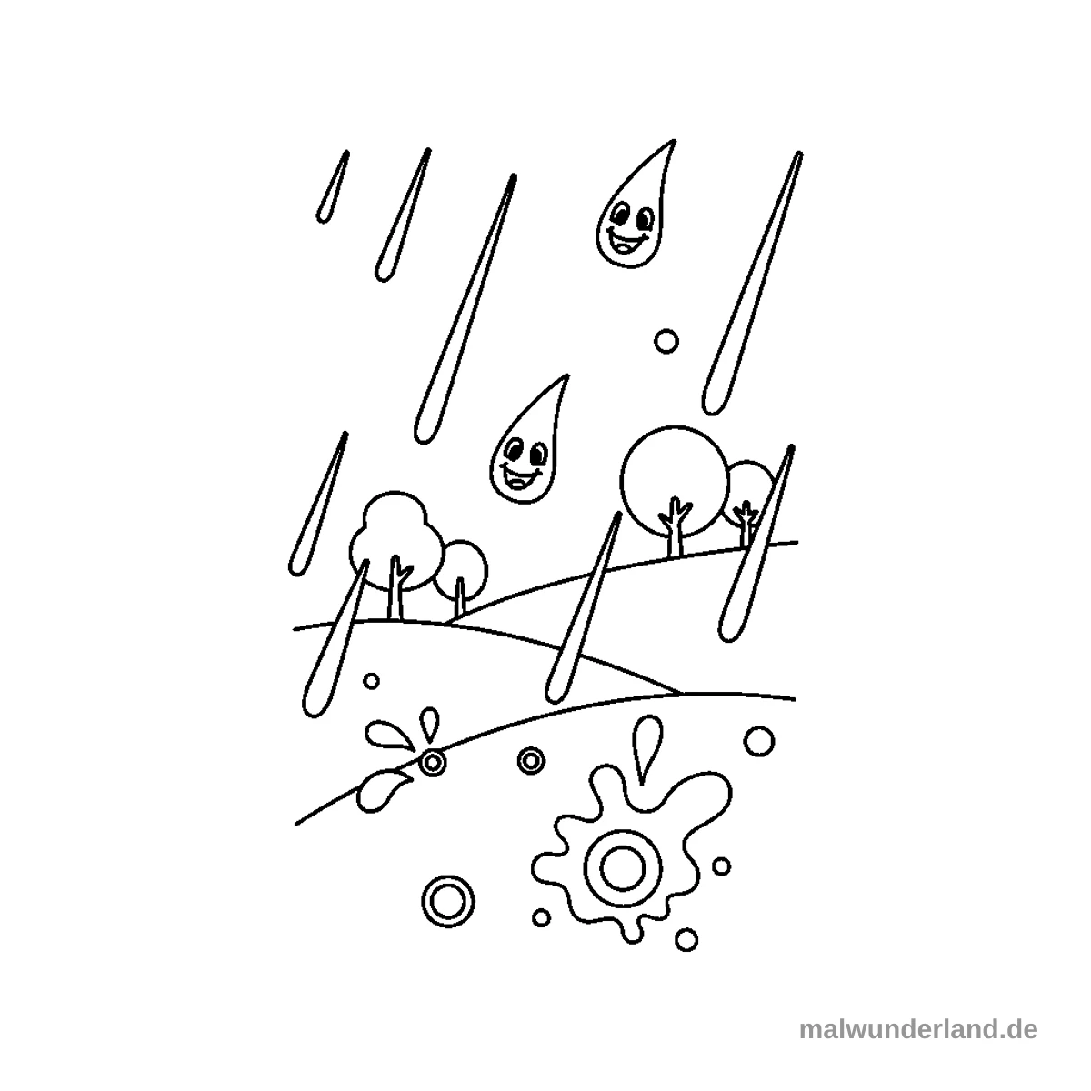 Regen auf Fenster - Kostenloses Ausmalbild zum Ausdrucken