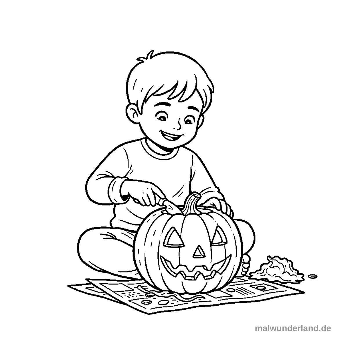 Kürbisgesicht schnitzen - Kostenloses Ausmalbild zum Ausdrucken