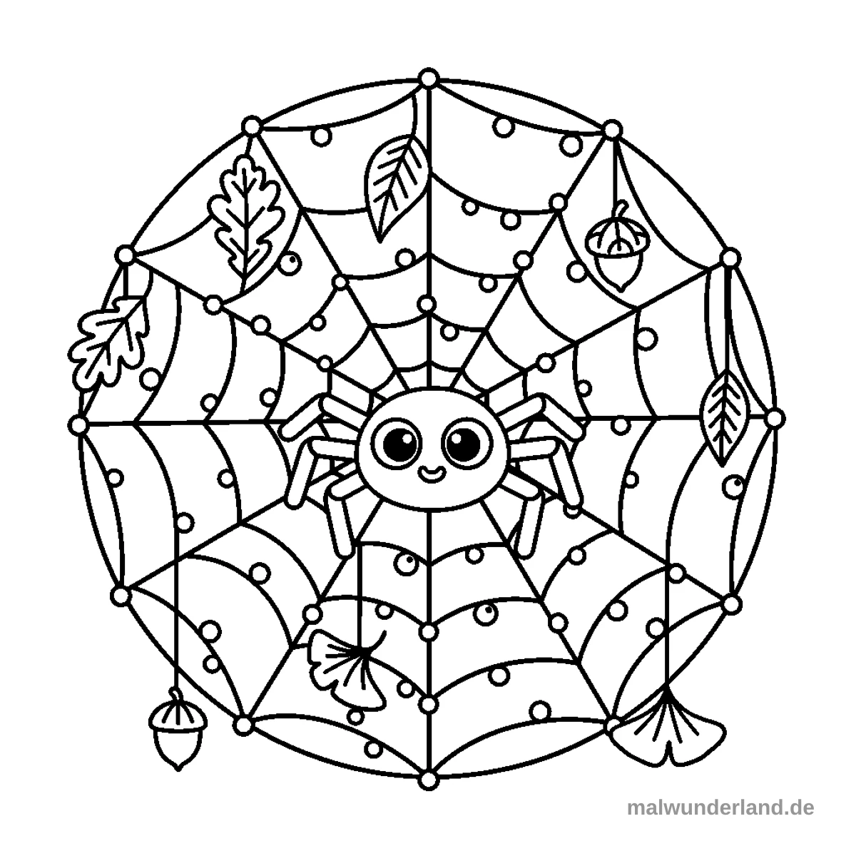 Spinnennetz im Nebel - Kostenloses Ausmalbild zum Ausdrucken