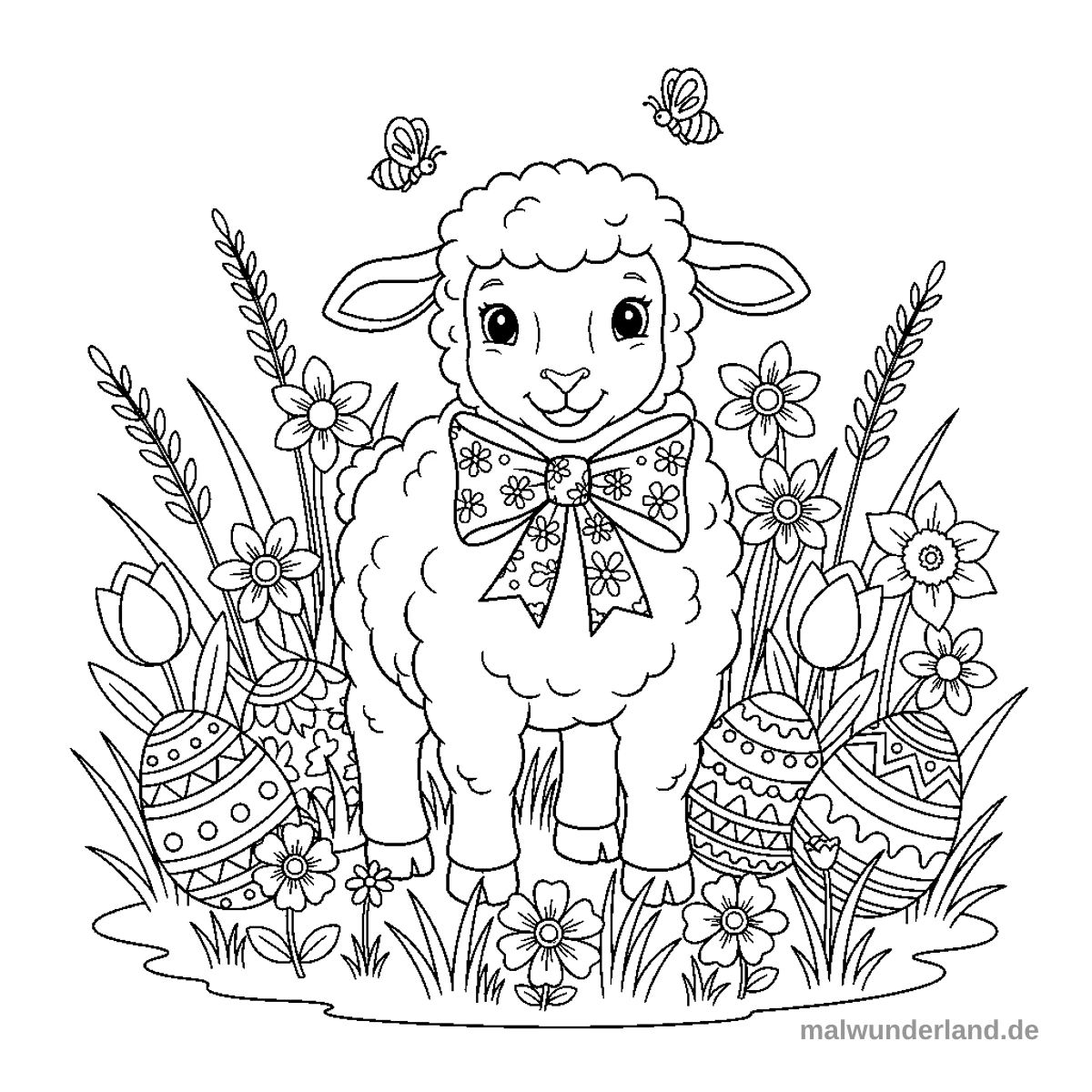 Osterlamm - Kostenloses Ausmalbild zum Ausdrucken