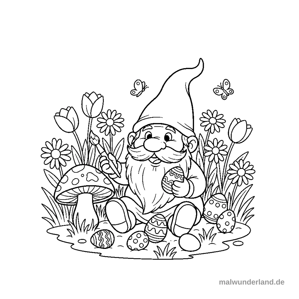 Osterzwerg - Kostenloses Ausmalbild zum Ausdrucken