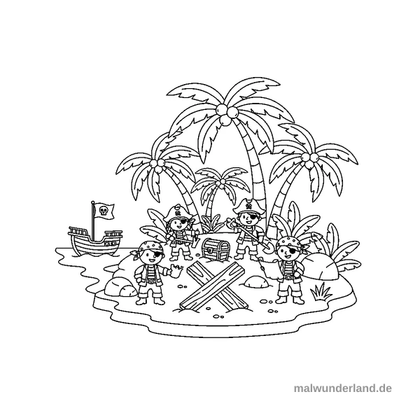 Insel mit X - Kostenloses Ausmalbild zum Ausdrucken