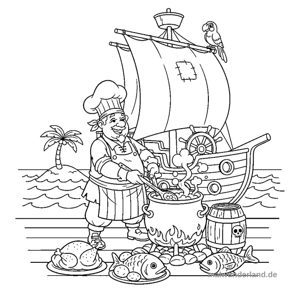 Piraten-Koch - Kostenloses Ausmalbild zum Ausdrucken