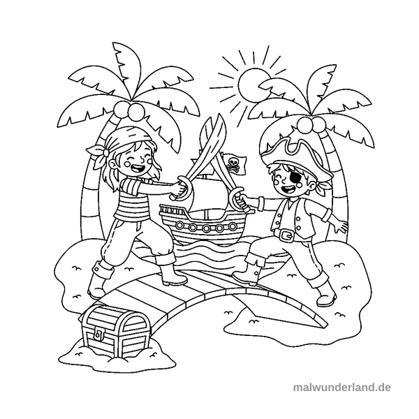 Schwertkampf-Übung - Kostenloses Ausmalbild zum Ausdrucken