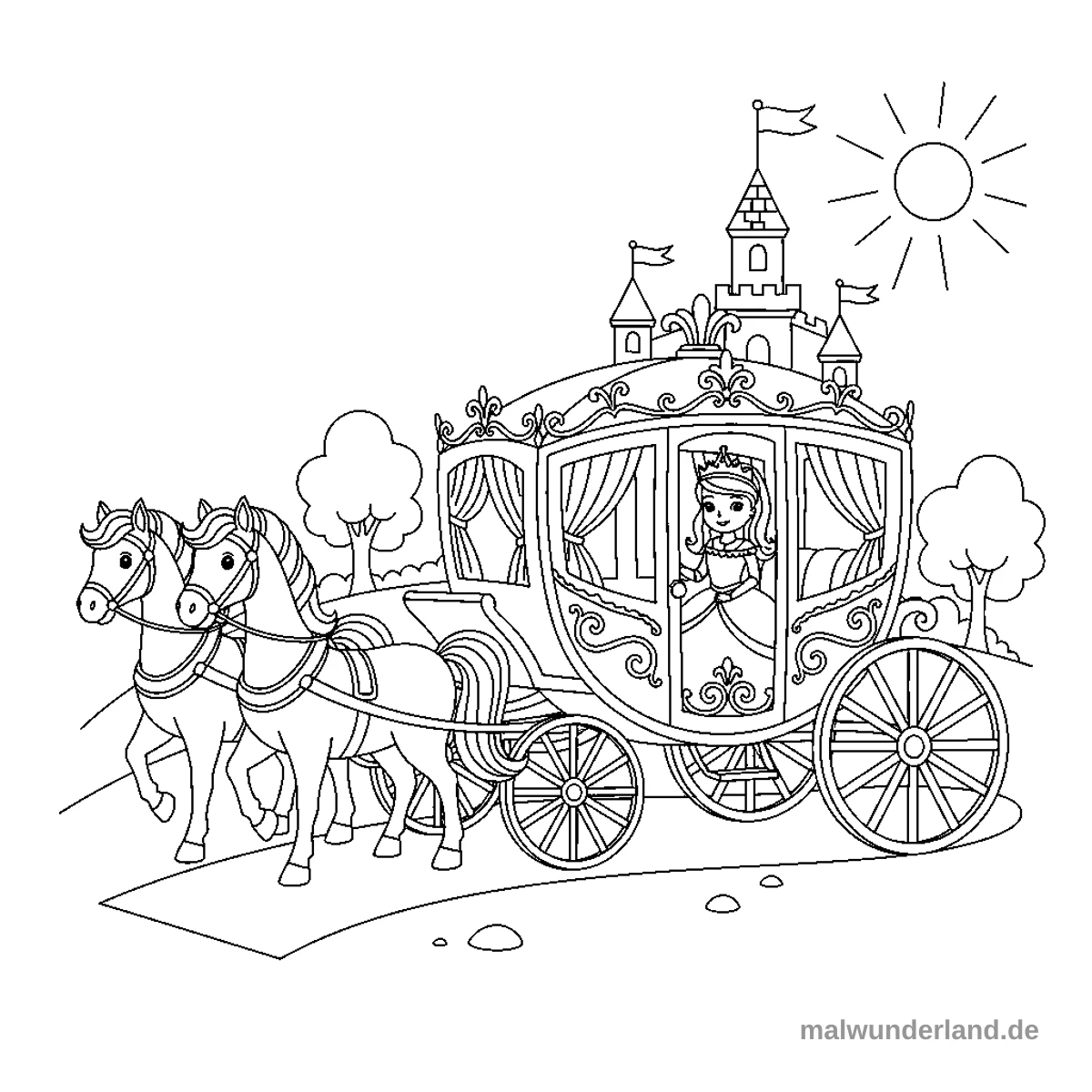 Königliche Kutsche - Kostenloses Ausmalbild zum Ausdrucken
