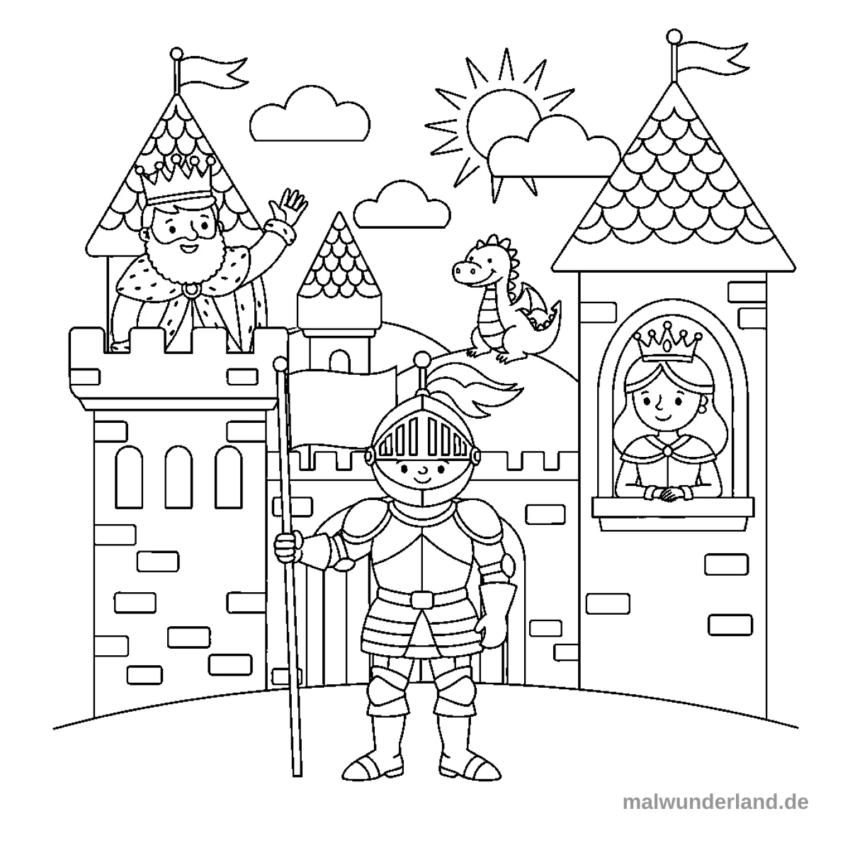 König und Königin - Kostenloses Ausmalbild zum Ausdrucken