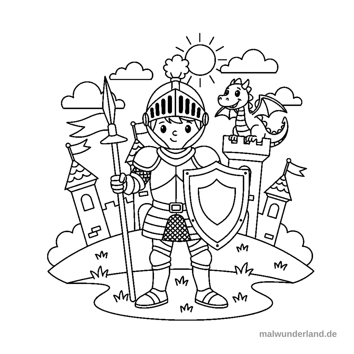 Ritter in Rüstung - Kostenloses Ausmalbild zum Ausdrucken