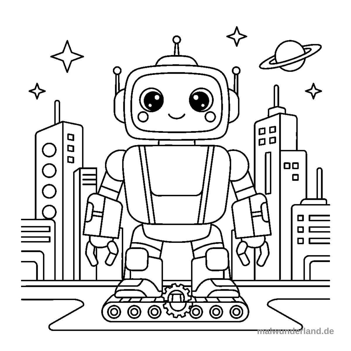 Freundlicher Roboter - Kostenloses Ausmalbild zum Ausdrucken