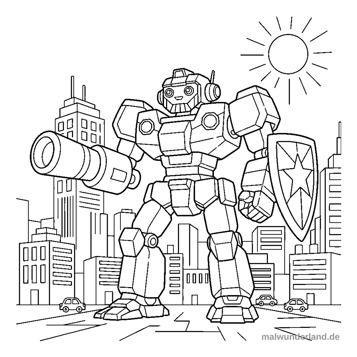 Großer Kampf-Mech - Kostenloses Ausmalbild zum Ausdrucken