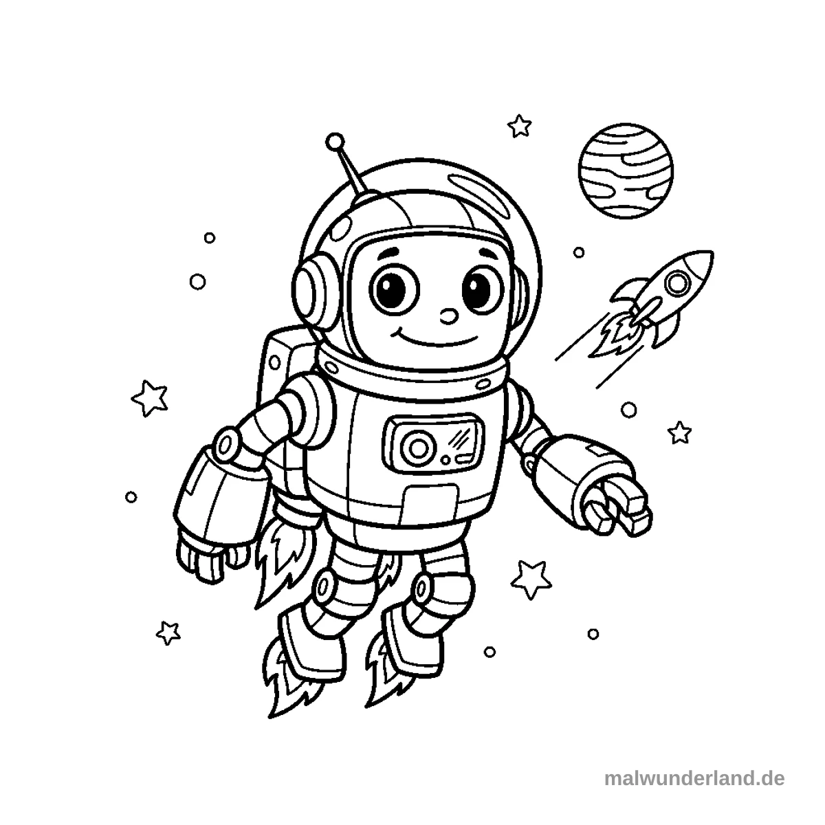 Weltraum-Roboter - Kostenloses Ausmalbild zum Ausdrucken