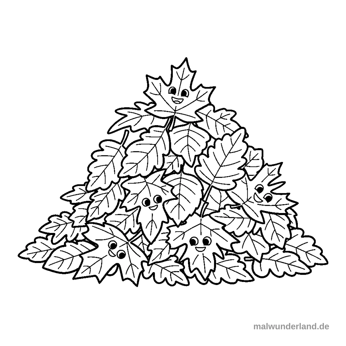 Bunte Herbstblätter - Kostenloses Ausmalbild zum Ausdrucken