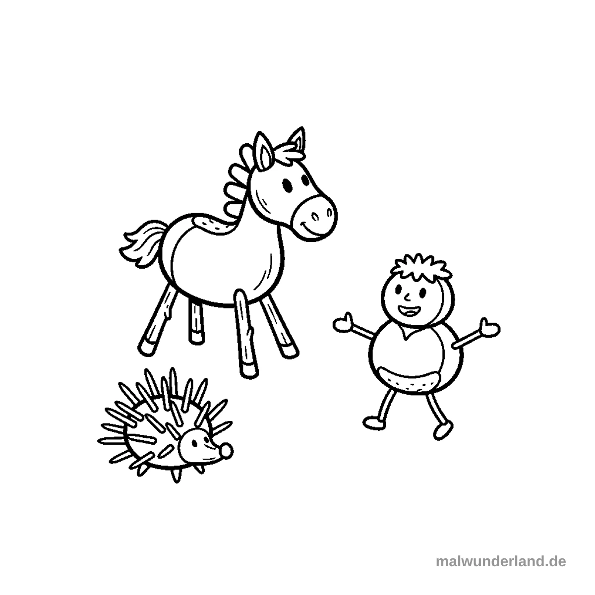 Kastanienmännchen - Kostenloses Ausmalbild zum Ausdrucken