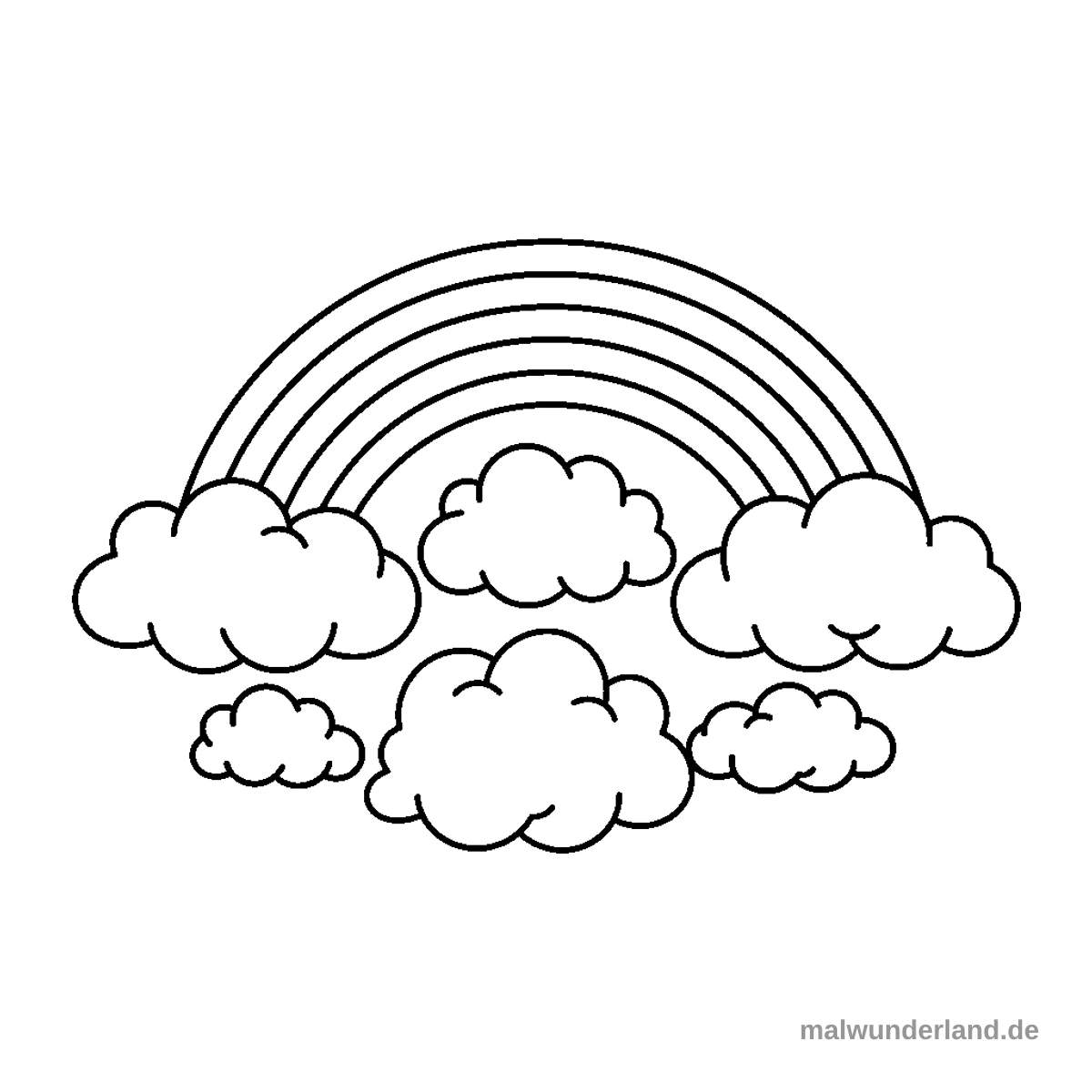 Regenbogen und Wolken - Kostenloses Ausmalbild zum Ausdrucken
