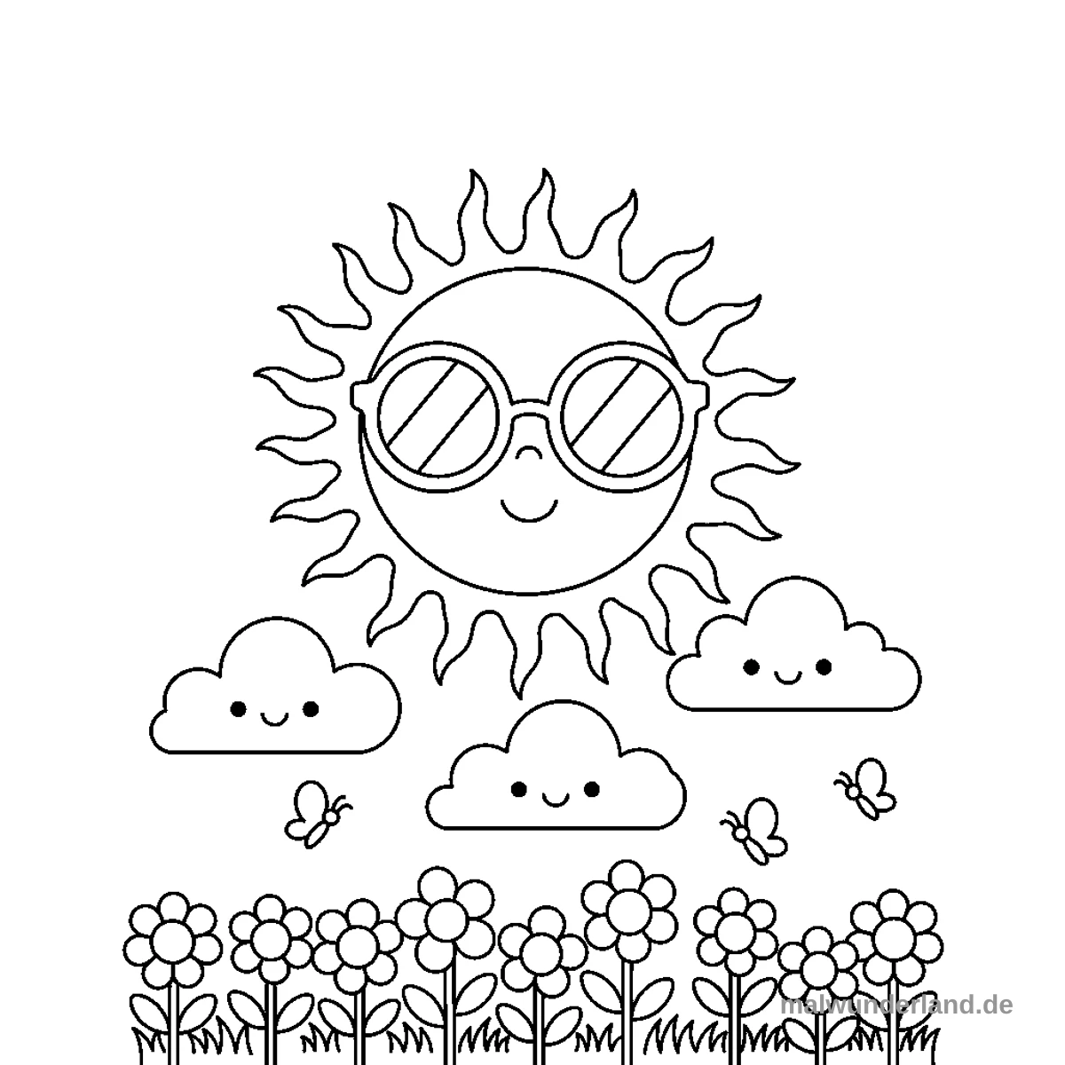 Sonniger Tag - Kostenloses Ausmalbild zum Ausdrucken