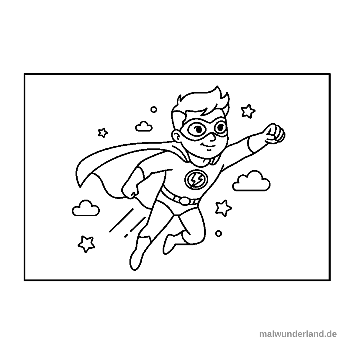 Superheld fliegt - Kostenloses Ausmalbild zum Ausdrucken