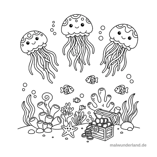 Geheimnisvolle Qualle - Kostenloses Ausmalbild zum Ausdrucken
