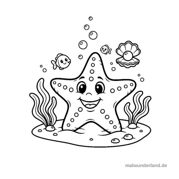 Neugieriger Seestern - Kostenloses Ausmalbild zum Ausdrucken