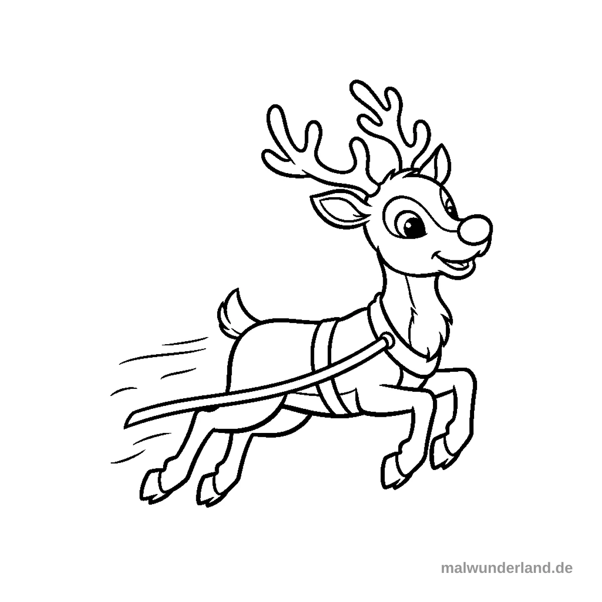 Rentier Rudolf - Kostenloses Ausmalbild zum Ausdrucken
