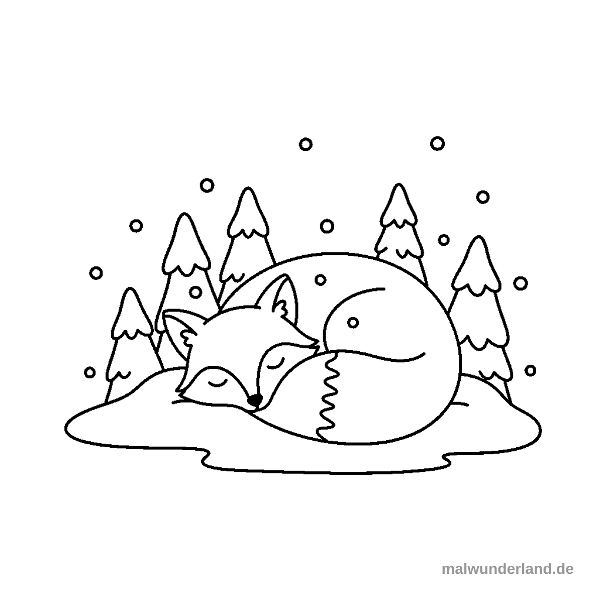 Gemütlicher Fuchs - Kostenloses Ausmalbild zum Ausdrucken