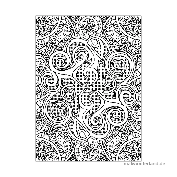 Komplexes Punktraster-Muster - Kostenloses Ausmalbild zum Ausdrucken