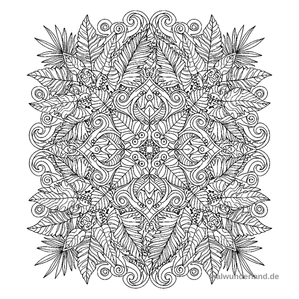 Organisches Blättermuster - Kostenloses Ausmalbild zum Ausdrucken
